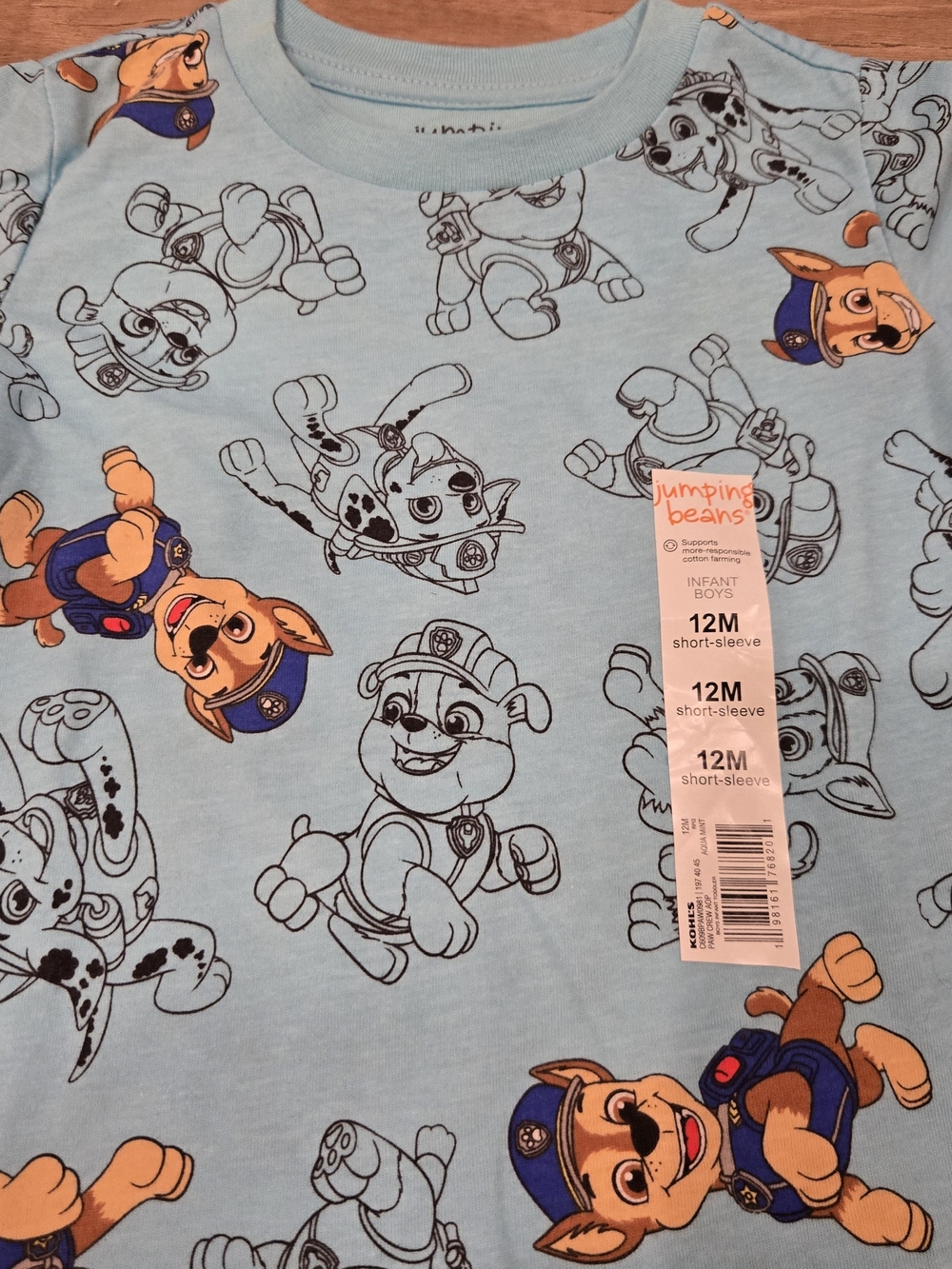 🌻 NWT PAW Patrol Blue Allover Print Graphic Tee 12M Brand New with Tags! - Picture 4 of 6